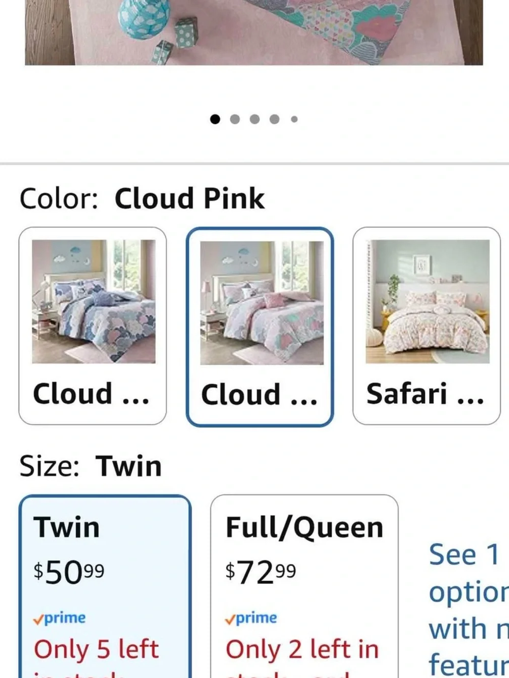 Pastel Cloud Print Duvet Cover Set - Pink & Aqua